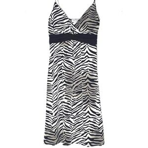 Y2K Body Central Zebra Stripe Babydoll Mini Dress Spaghetti Strap Womens M